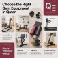 Choose the Right Gym Equipment in Qatar image showing home workout machines, dumbbells, and fitness tools arranged in a modern indoor gym setup.