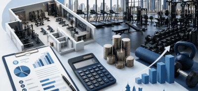 Cost of Opening a Gym in Qatar – Complete Budget Breakdown for Fitness Entrepreneurs in 2026 infographic featuring gym startup costs, investment categories, and planning tips.