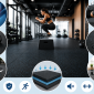 Shock-absorption gym flooring installed in a modern fitness facility with strength equipment, functional training space, and home gym flooring applications.